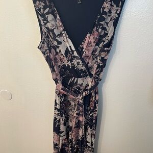 Floral Dress - Navy Blue and Pink